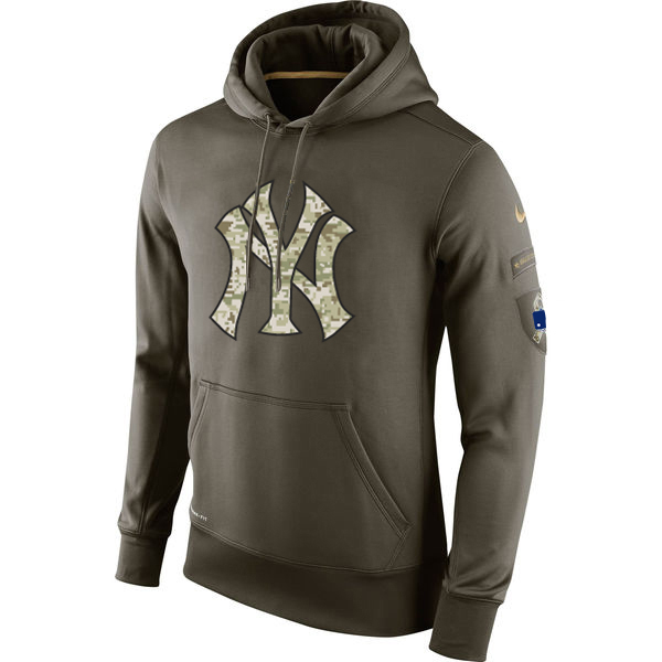 MLB Men New York Yankees Nike Olive Salute To Service KO Performance Hoodie Green